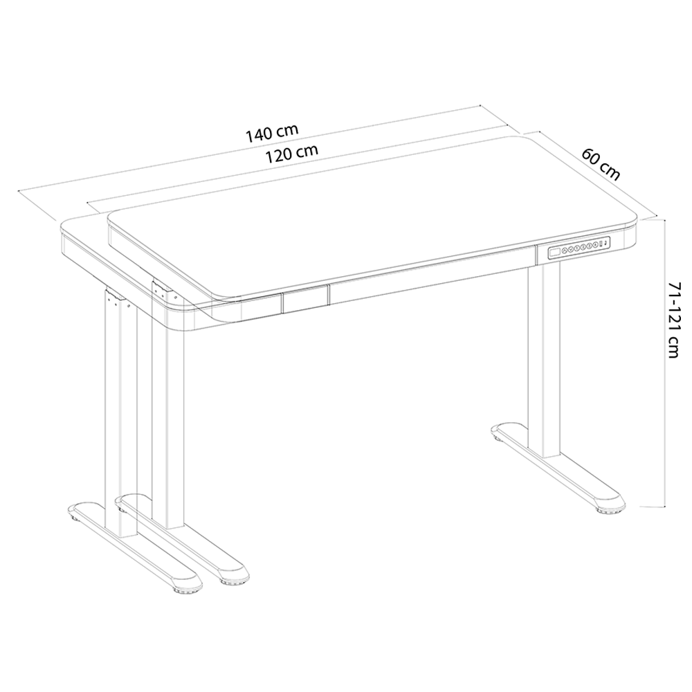 Mesa com Regulagem de Altura Elétrica Elements Musa 140cm